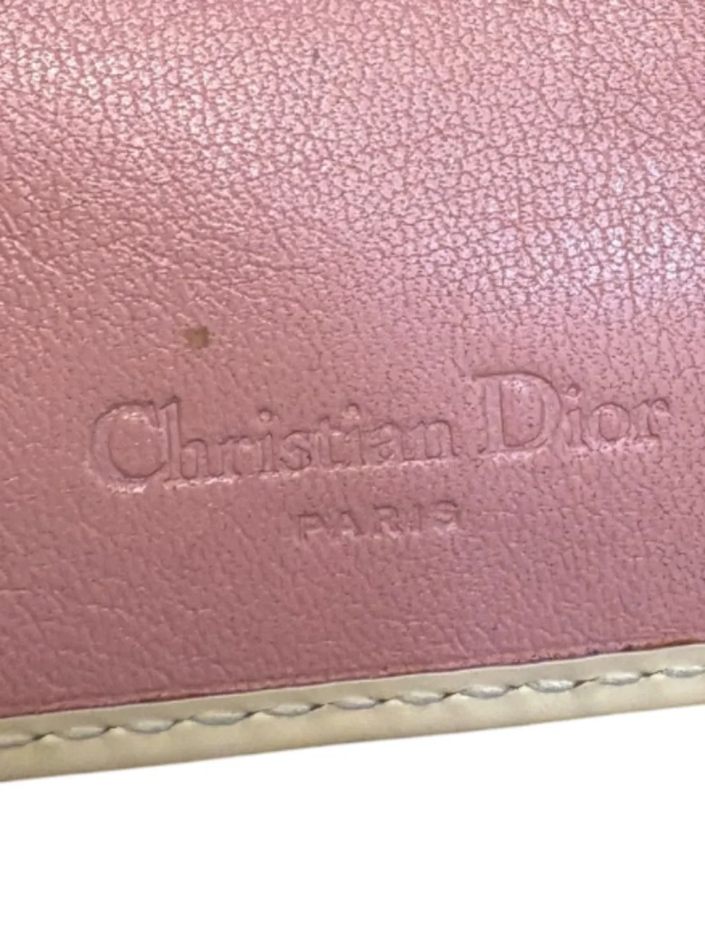 Dior Christian Dior pink and white/cream trotter wallet
